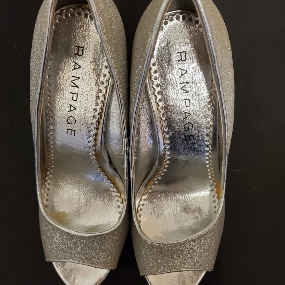Rampage Silver Glitter Peeptoe Gracee Heel…